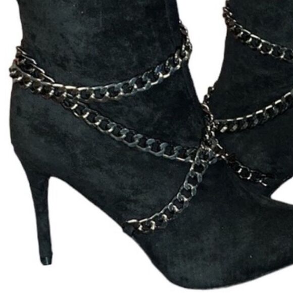 NY&Co Faux-Suede Chain Detailed Stiletto Booties - Picture 3 of 9